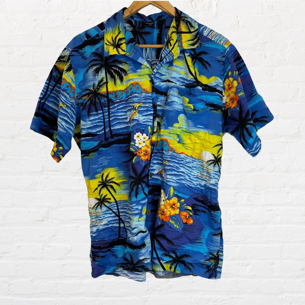 Palmwave Hawaiian Tropical Button Up Shirt